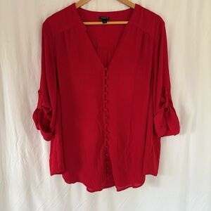 Torrid Vibrant Red V-Neck Pullover Blouse | Size XXL |